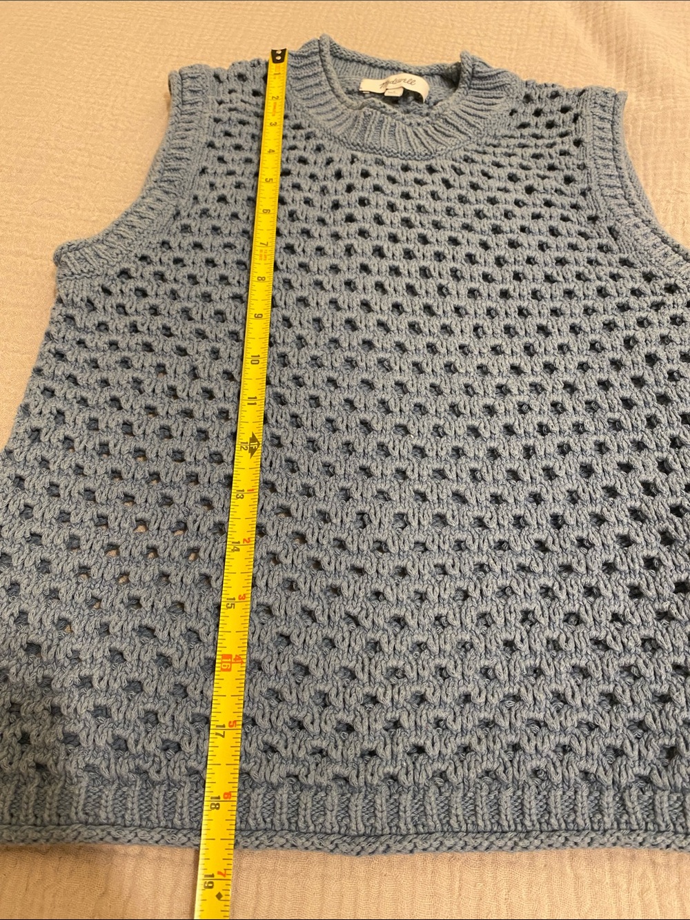 Madewell Blue Crochet Open-Weave Tank Top. Size S. Style NL192 - Picture 5 of 7